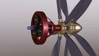 Contra rotating propellers with a planetary gearbox [upl. by Lemej337]