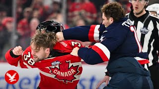 Multiple brawls break out during heated USA v Canada hockey match [upl. by Yoshio]