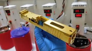 Glock 19 Pistol DIPPED IN 24K GOLD  Gold Plating Gun Slides [upl. by Oek]