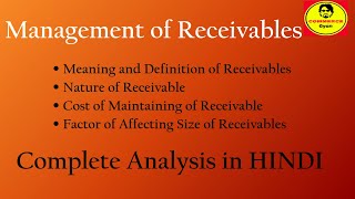 Management of Receivables in HINDI  BcomMcomMBABBA [upl. by Hephzipah]