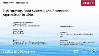 Freshwater Science Fish Farming Food Systems and Recreation Aquaculture in Ohio [upl. by Okimat]