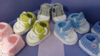 part 1 How to crochet my easy petite baby converse style slippers [upl. by Genesa]