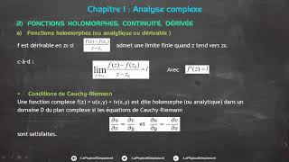 Analyse Complexe 3 Fonctions Holomorphes et Conditions de CauchyRiemann [upl. by Noyar665]