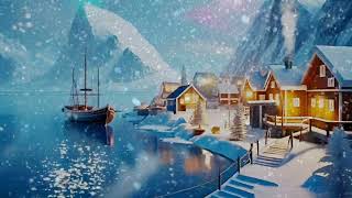 Serene Winter Village by the Lake  Cozy Snowfall amp Peaceful Sceneryand music [upl. by Enalb]