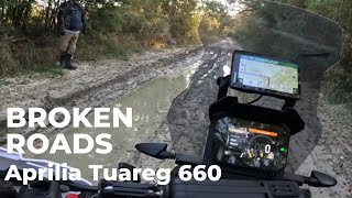 Riding Broken Roads  Aprilia Tuareg 660 Off road [upl. by Oznol]