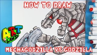 How to Draw MECHAGODZILLA VS GODZILLA [upl. by Larine]