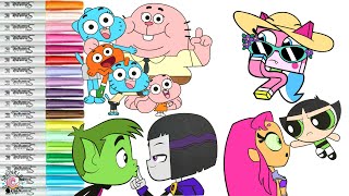 Cartoon Network Coloring Book Compilation Powerpuff Girls Teen Titans Go Unikitty Gumball [upl. by Egbert998]