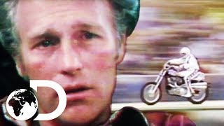 I Am Evel Knievel  Evel Knievels Daring London Bus Jump And Crash [upl. by Ativ]