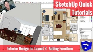 SketchUp Interior Design for Layout Part 3  Adding Furniture [upl. by Gordie]