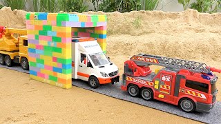 Construction Vehicles Pass Through The Magic Gate  Fire Truck Crane Truck Toy Stories  BIBO STUDIO [upl. by Assyral]