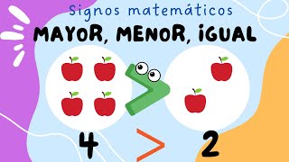 Mayor menor igual Signos matemáticos  Video educativo para niños [upl. by Llert198]