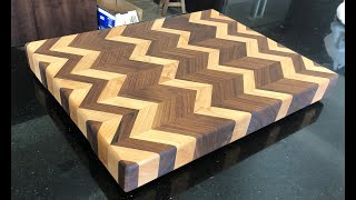 Chevron Cutting Board Walnut and Maple Hardwood [upl. by Nowyt]