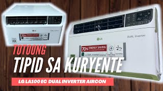 LG DUAL INVERTER AIRCON LG LA100EC  1HP  Full Review and Realtime Consumption  NAPAKATIPID [upl. by Ferde]