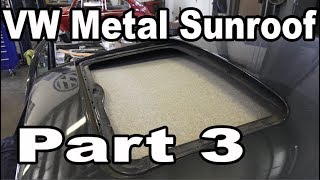 Classic VW BuGs How to Install Beetle Metal Sunroof Headliner Pt3 [upl. by Atinahc]