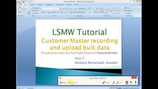 SAP LSMW Recording and upload bulk Customer data [upl. by Inar]