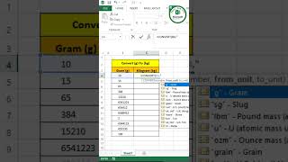 How To Work Convert Formula In Excel g To kg Excel Expert viral exceltech Convertfirmula [upl. by Adnuahsal]