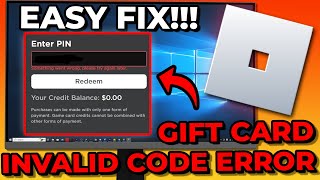 How To Fix Unexpected Error Or Invalid Code For Redeeming Gift Card For Roblox 2024 [upl. by Lach]