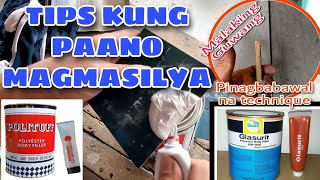 PAANO MAG MASILYA  TIPS SA PAGMAMASILYA  HOW TO APPLY POLYESTER BODY FILLER  POLYTUFF  GLASURIT [upl. by Rosalinda]