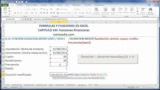 813 Función Duracionmodif Fórmulas y Funciones en Excel [upl. by Diehl193]