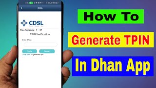 How to Generate TPIN in Dhan App  CDSL TPIN Generation in Hindi [upl. by Daza225]