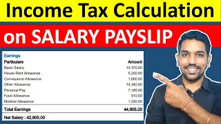 Income Tax Calculation on Salary Payslip  How to Calculate Income Tax Calculator [upl. by Derrej]