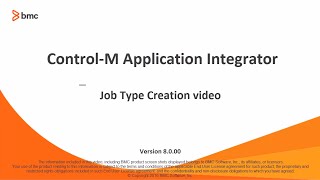 ControlM Application Integrator Job Type Creation  REST API [upl. by Aliuqaj]