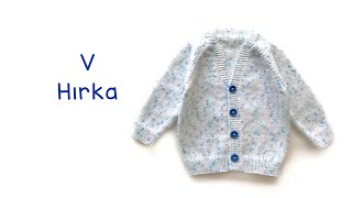 V Hırka  En Kolay Yakadan Başlanan V Yaka Reglan Bebek Hırkası  VNeck Raglan Cardigan for Babies [upl. by Egin]