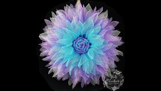 Single Petal Deco Mesh Flower Wreath Tutorial by JKatsKreations [upl. by Krongold]