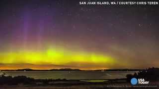 Watch Aurora borealis glows over Washington state [upl. by Barthelemy898]