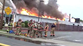 FLEMINGTON NEW JERSEY 4TH ALARM WORKING FIRE 5417 HEAVY FIRE IN A DRY CLEANING STORE [upl. by Kalina757]