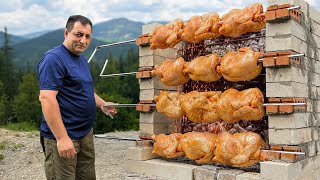 Saftiges Hähnchen auf einzigartigem Grill zubereitet – Leben in den Bergen Aserbaidschans [upl. by Anirehtac]