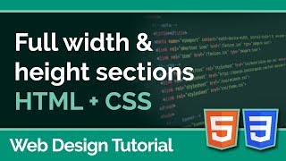 Creating Full Page Sections using HTML amp CSS  Web Design Tutorial [upl. by Sanborne]