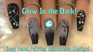 Easy Hand Painted Halloween Nails  Nail Sugar [upl. by Akinajnat]