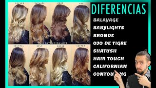 👉 Tipos de Mechas☝️LAS MEJORES MECHAS 👱‍♀‍ BALAYAGE vs CALIFORNIANAS vs OJO DE TIGRE vs CONTOURING [upl. by Annehsat]