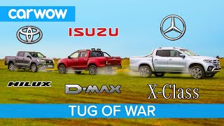 Mercedes XClass vs Toyota Hilux vs Isuzu DMax Pickup TUG OF WAR [upl. by Krueger]