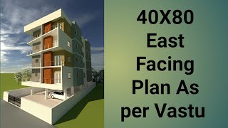 40x80 East facing Plan as per Vastu  4 story building  Apartment in India [upl. by Rees723]