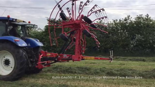 CampO Tractors  Kuhn GA 6501 P 3 Point Linkage Mounted Twin Rotor Rake [upl. by Enna]