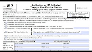 How to fill out Form W7 to Get US Individual Taxpayer Identification Number ITIN [upl. by Mommy886]