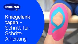 Kniegelenk tapen Anwendung DermaPlast® ACTIVE Kinesiologisches Tape [upl. by Hgiel]