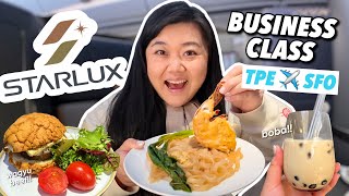 STARLUX AIRLINES BUSINESS CLASS FOOD REVIEW ✈️ Taipei to San Francisco 11 Hr Flight [upl. by Aimak]