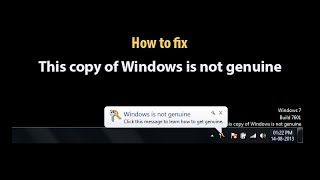 Fix This Copy of Windows is Not Genuine Error on Windows 7 8 and 10 [upl. by Trefor]