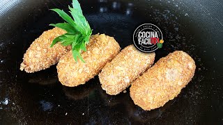 CROQUETAS DE POLLO CASERAS Y ECONOMICAS l COCINA FACIL 101 [upl. by Cirek410]