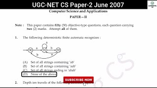 June 2007  UGC NET Computer Science Solved Paper  J8707  NTA UGC NET [upl. by Eilagam229]