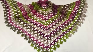 Kolay Zincir Şal Yapımı  Star Stitch Chain Shawl  Eng Subt [upl. by Nnaeiluj]