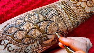 Beautiful peacock mehndi design  Bridal mehndi design  Full hand mehndi design  Blooming ideas [upl. by Embry]