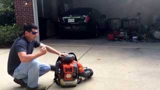 570bts Husqvarna backpack blower cold startdemonstration [upl. by Allekram597]