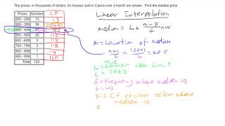 Median from Grouped Data using Linear Linterpolation [upl. by Adaval]