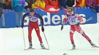 Nordic World Ski Championships Ramsau 1999 Mens Relay Hoffmann AUT vs Alsgaard NOR [upl. by Aneret]