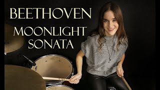 Beethoven  Moonlight Sonata Piano By Jozef Holly  Drum Cover By Nikoleta  13 years old [upl. by Innis295]