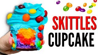 THE SKITTLES CUPCAKE DIY  How To Candy Cupcakes [upl. by Ilocin]